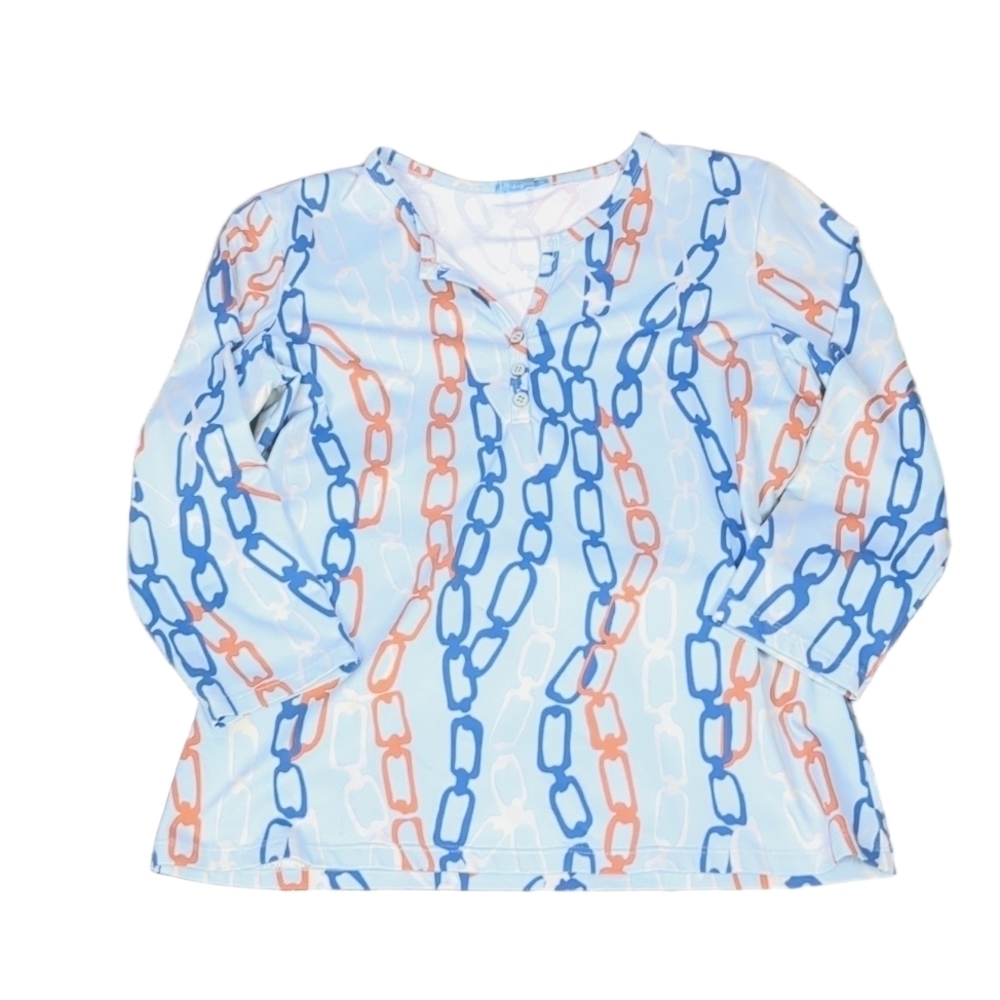 J. McLaughlin 3/4 sleeve chain link top size medium